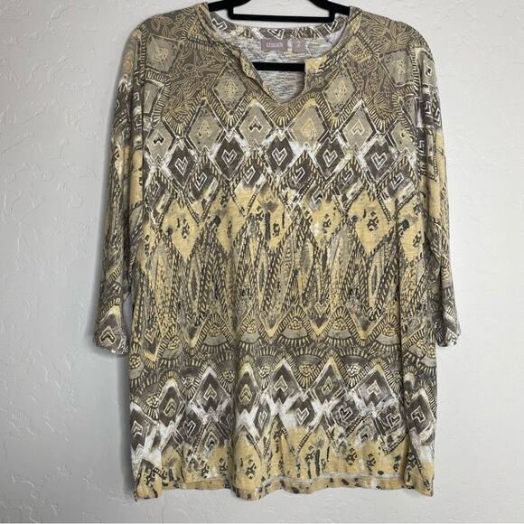 Chico's Tan All Over Mosaic Art to Wear Tunic 2 Large - Picture 10 of 10